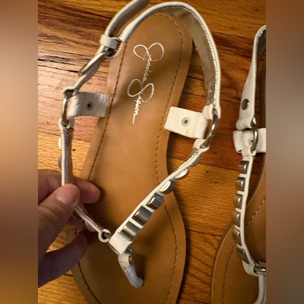 Jessica Simpson White Leather Sandals